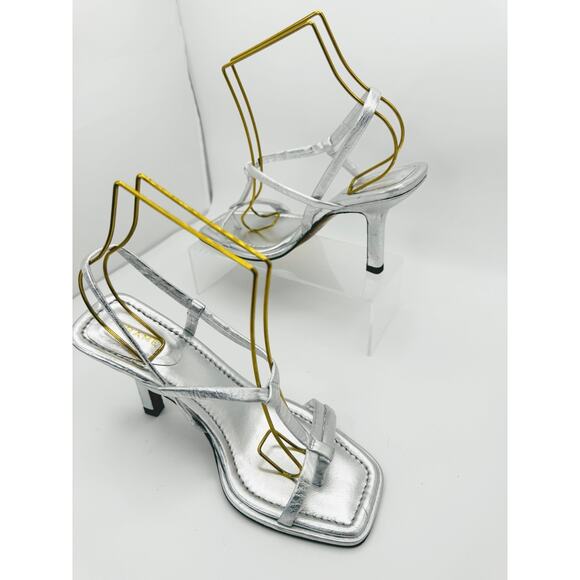 Frame Le Addison silver Metallic Leather Strappy Summer Sandals 37 - Picture 11 of 11